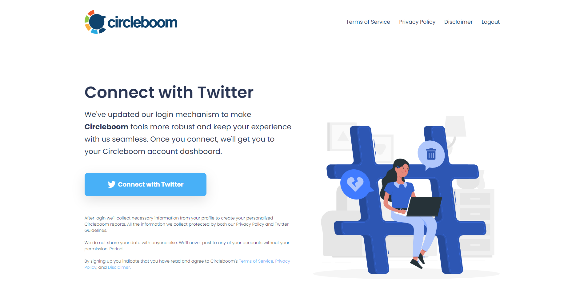 Connect safely your Twitter account to Circleboom Twitter!