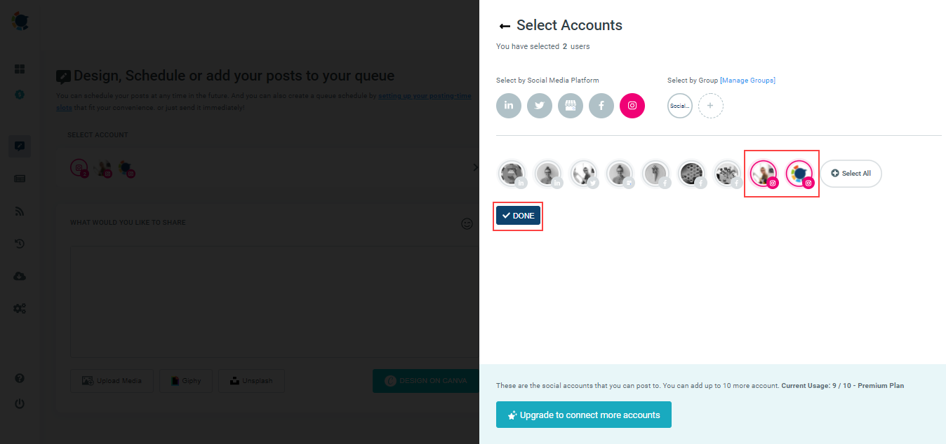 Add multiple Instagram accounts and create your Instagram posts in bulk